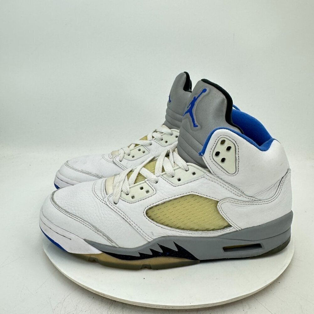 Nike Air Jordan 5 Men Size 9.5 DD0587-140 White Black Hyper Royal Blue Shoes